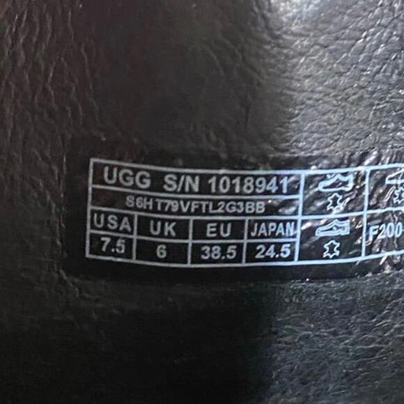 UGG Maeve Black Leather Knee High Suede Boots size 7.5 - Picture 7 of 8